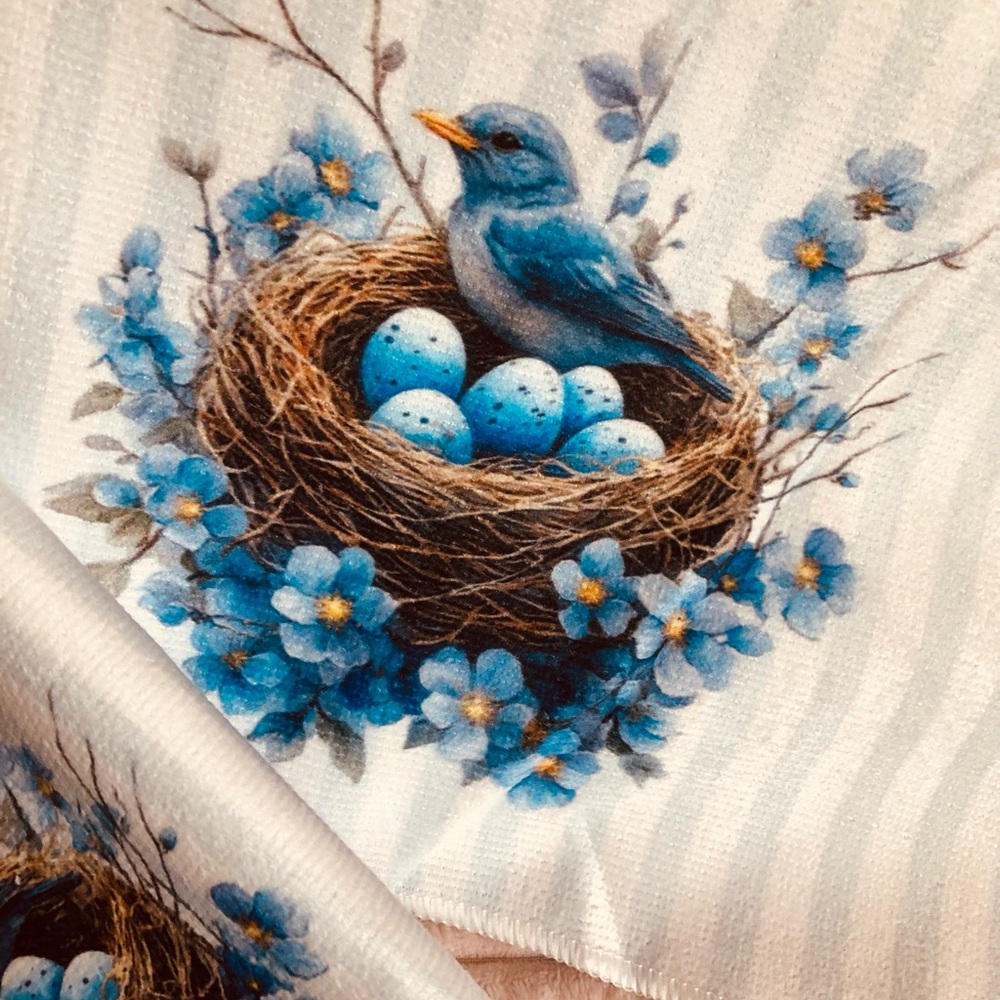 Bluebird Nest Embroidered Towels - Picture 3 of 3
